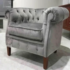 Sessel 1443 RV Samt Grau