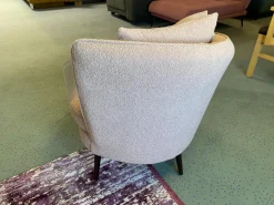 Sessel 47004 Stoff 24579 Bouclé 06 Rosé Fuß Buche Massiv Nussbaum Antik Inklusive Zierkissen