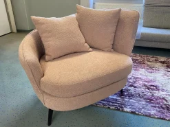 Sessel 47004 Stoff 24579 Bouclé 06 Rosé Fuß Buche Massiv Nussbaum Antik Inklusive Zierkissen