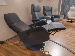 Sessel 9061 Stoff Belvetara 33 Asphalt Grau Tellerfuß Anthrazit