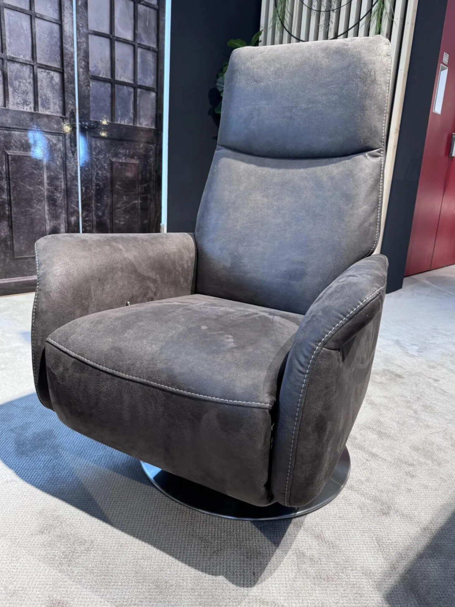 Sessel 9061 Stoff Nevada Mocca Braun Drehteller Edelstahl Gasdruckfeder