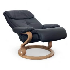 Sessel 7037 Zero Stress Echtleder Longlife Black Schwarz Gestell Buche Inklusive Hocker