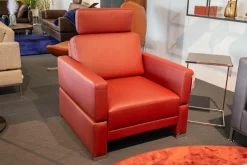 Sessel Alba Leder Jumbo 5662 0016 Füeß Metall Verchromt Inklusive Kopfstützenkissen