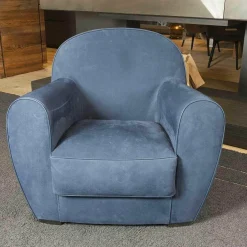 Sessel Amburgo Baby Leder Nabuck Blau