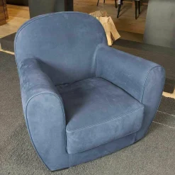 Sessel Amburgo Baby Leder Nabuck Blau