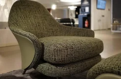 Sessel Angie Bezug Sitz Stoff Mayer Large 07 Grün Rücken Kernleder Salbei Inklusive Hocker