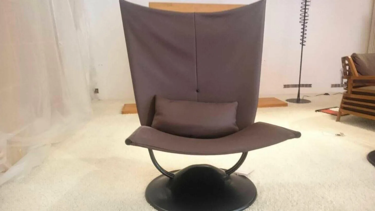 Sessel Anneau Leder U Oregon Brun Braun Gestell Schwarz mit Hocker