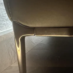 Sessel Archibald A Highback Leder Pelle Soul Ray Grau Füße Nickel Brüniert Schwarz Glänzend