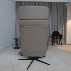 Sessel Arva E Lounge Leder Sauvage Schlammgrau 8103 Grau 5 Fuß Stern Gestell Schwarz M01 Mit Kopfstütze