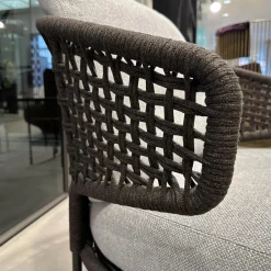 Sessel Aston Cord Indoor Stoff Kolumba 04 Platino Grau Geflecht Taslan Dunkelbraun Füße Metall Schwarz