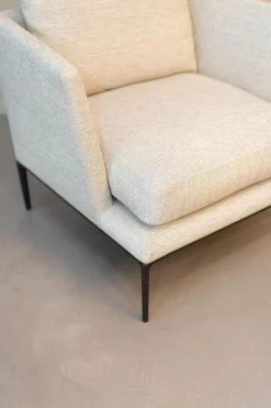 Sessel Atoll Stoff Sara Grau Melange Gestell Schwarz Verchromt Lackiert