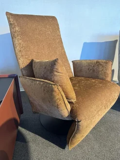 Sessel Baboo Stoff Shabby Chic Cognac 799 24 Gelb Gestell Metall Matt Schwarz Elektrisch Verstellbar