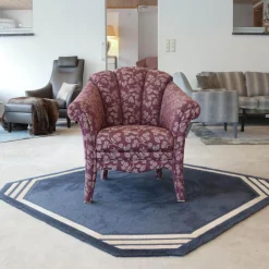 Sessel Bahama 617 Stoff Blauviolett Beige Füße Mit Stoff Bezogen