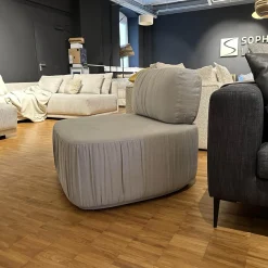 Sessel Barrel Gerafft Lounge Bezug Stoff Stonewash Q341 Aitstream 3175 Hellgrau