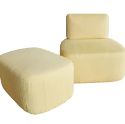 Sessel Barrel Stoff Stoff C Luxuryweaving Gelb Fischgrät mit Hocker