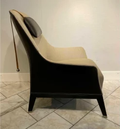 Sessel Bergére Stoff Pelle G Beige Gestell Buchenholz