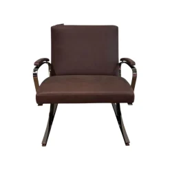Sessel Berlin Chair Leder Vintage 65 1412 Chestnut Braun Gestell Schwarz Chrom Mit Kunststoffgleitern