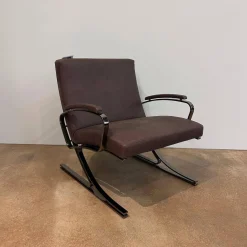 Sessel Berlin Chair Leder Vintage 65 1412 Chestnut Braun Gestell Schwarz Chrom Mit Kunststoffgleitern