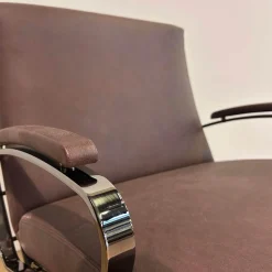 Sessel Berlin Chair Leder Vintage 65 1412 Chestnut Braun Gestell Schwarz Chrom Mit Kunststoffgleitern