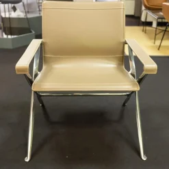 Sessel Beverly 14 Kernleder Tortora 1121280 Rahmen Aluminium