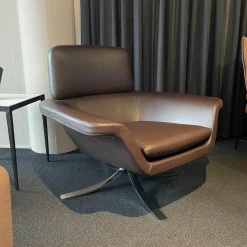 Sessel Blake Leder Braun Gestell Silber