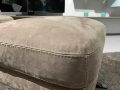 Sessel Boheme Leder Natural Velours Seppia Gestell Schwarz Drehbar mit Hocker