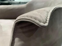 Sessel Boheme Leder Natural Velours Seppia Gestell Schwarz Drehbar mit Hocker