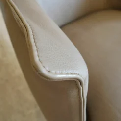 Sessel Boheme Leder Taupe Braun Gestell Schwarz