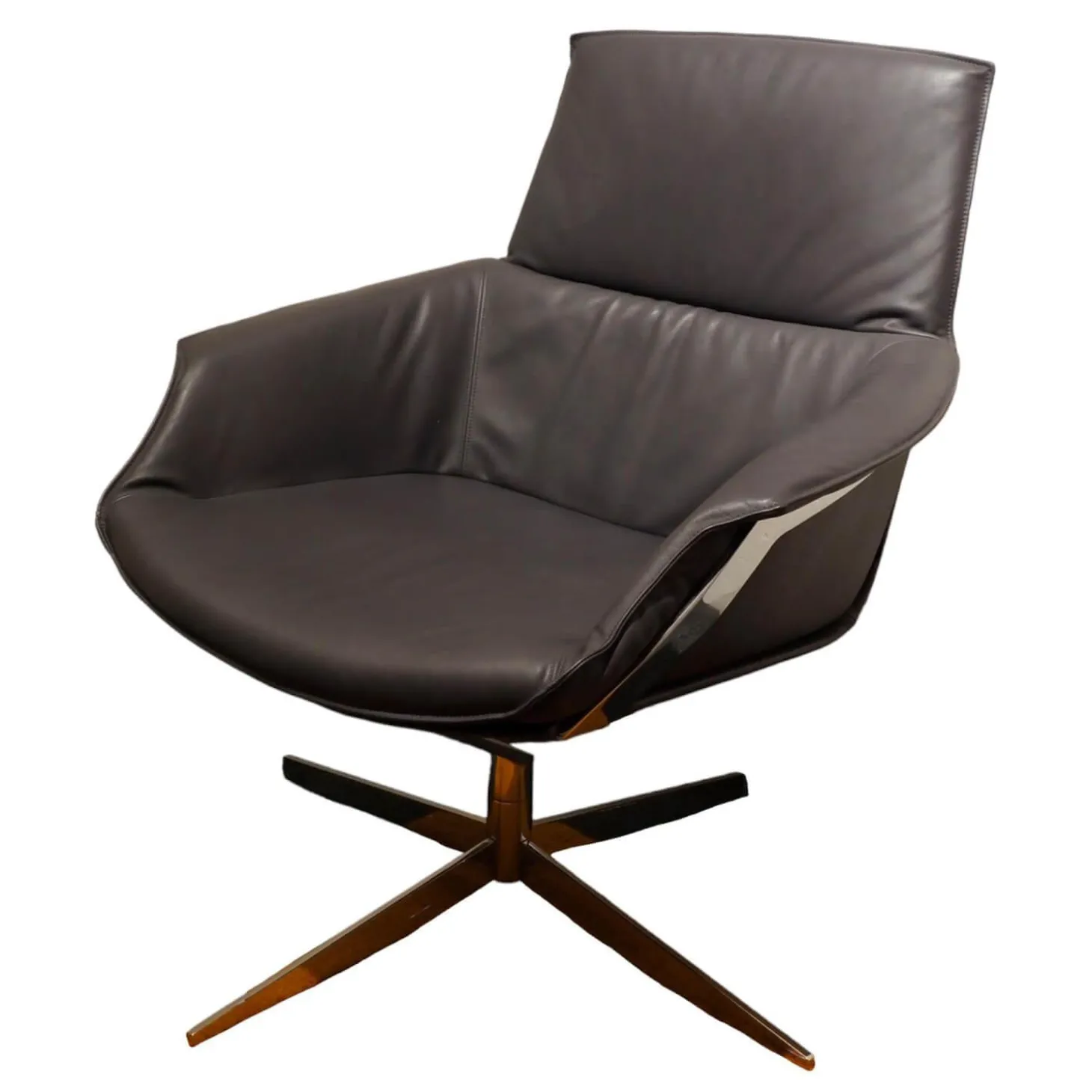 Sessel Bond Leder Space Schiefer Grau Drehbar