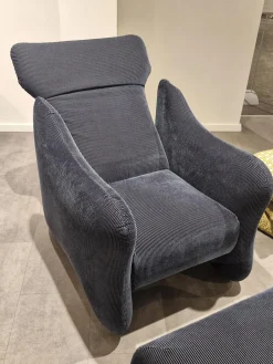 Sessel Bongo Bay Stoff 4490 0069 Blau Neigungsverstellbar Mit Hocker