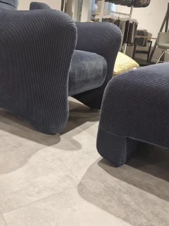 Sessel Bongo Bay Stoff 4490 0069 Blau Neigungsverstellbar Mit Hocker