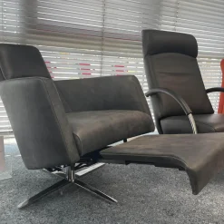 Sessel Boss Bezug Leder Star Graphit Gestell Viersternfuß Verchromt