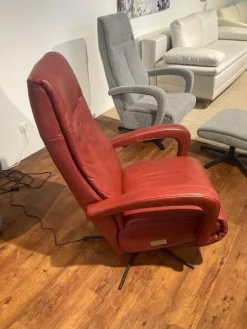 Sessel Boss Leder L30 WL Rouge Rot Gestell Metall Schwarz