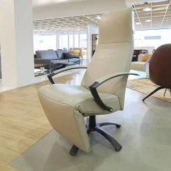 Sessel Brainbuilder JR 7760 Mono Move Maxi Bezug Leder Celia Egg Beige 5 Strein Fuß Ellipse Lackiert Schwarz