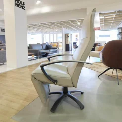 Sessel Brainbuilder JR 7760 Mono Move Maxi Bezug Leder Celia Egg Beige 5 Strein Fuß Ellipse Lackiert Schwarz