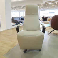 Sessel Brainbuilder JR 7760 Mono Move Maxi Bezug Leder Celia Egg Beige 5 Strein Fuß Ellipse Lackiert Schwarz