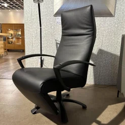 Sessel Brainbuilder Multi Move Medi Black Edition Leder Celia Nero Schwarz 5 Stern Fuß Ellipse Schwarz Lackiert