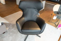 Sessel Brera 9BRE104 Bezug Leder Dollaro 7150 Schwarz Drehgestell OPM6 RAL 9017 Schwarz