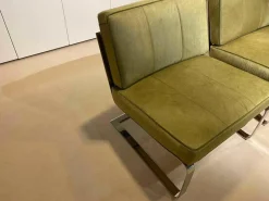 Sessel Bridge Stoff Roßhaar Grün Gestell Edelstahl Poliert