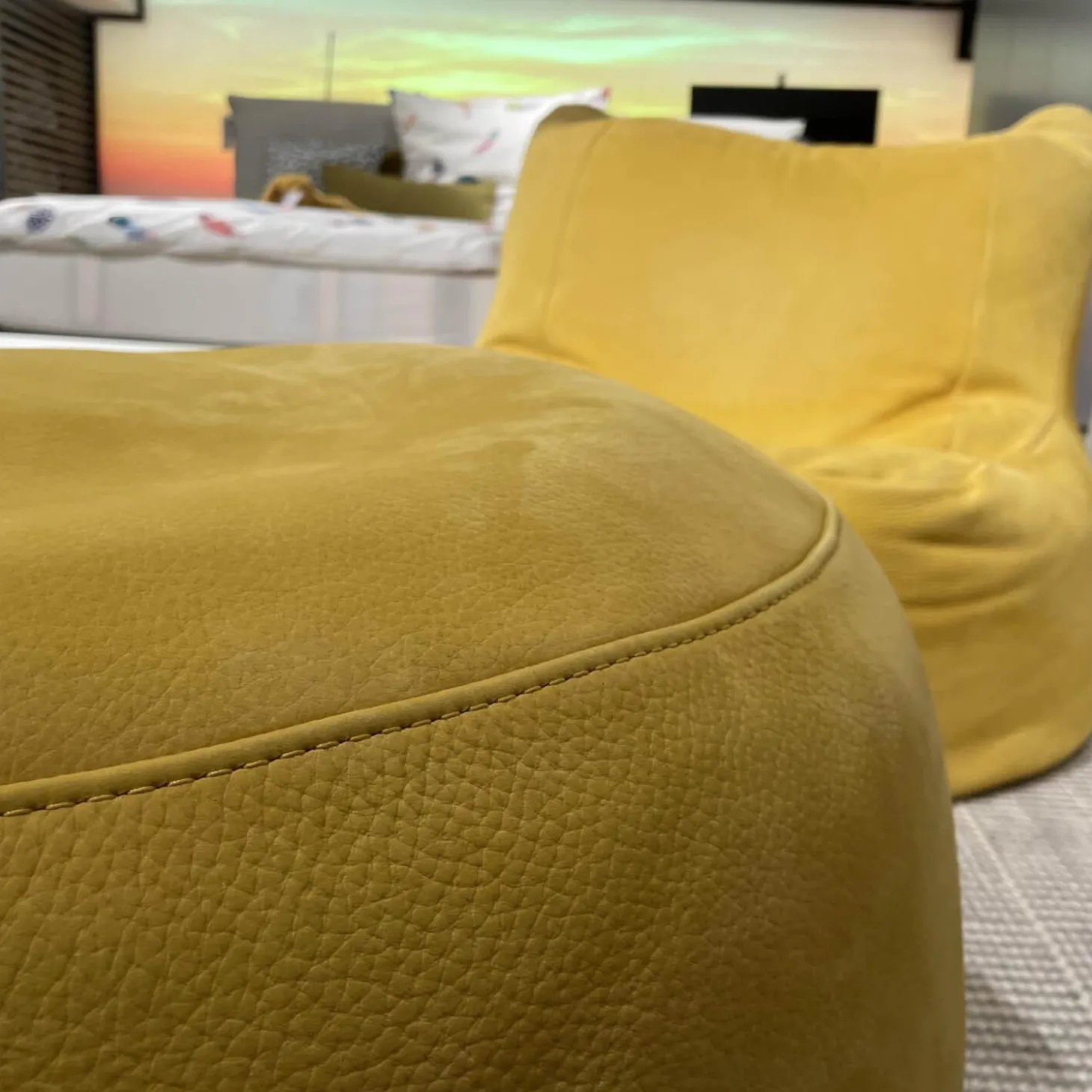 Sessel Bubba Leder 5 Nabuk 80 Giallo Mit Hocker