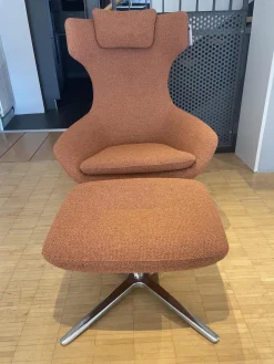 Sessel Caruzzo 662 100 Stoff Monza 27 Rost Braun Rot Gestell Pure Aluminium Poliert Inklusive Hocker