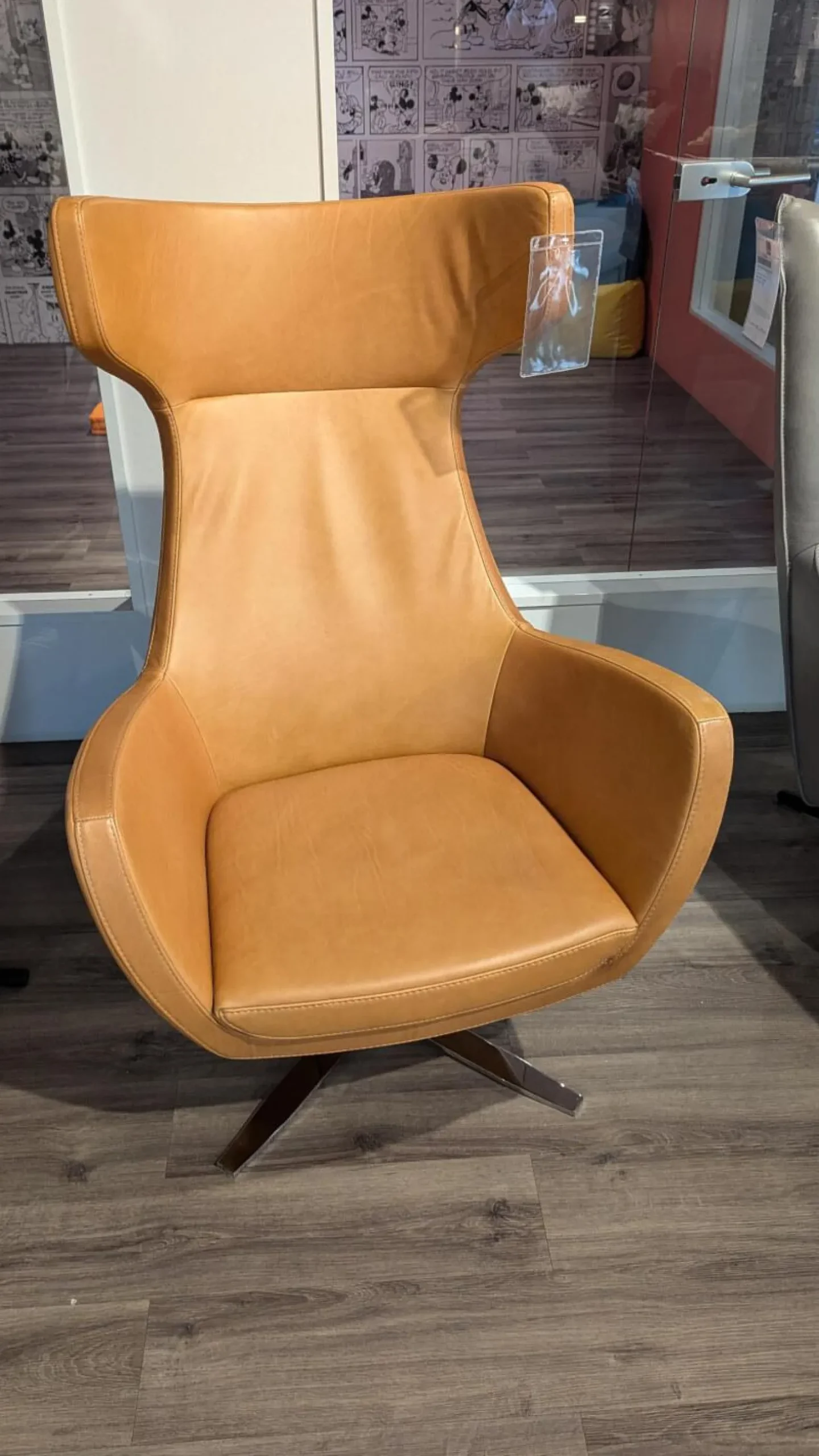 Sessel Castello Leder Canyon Cognac Braun Füße Verchromt