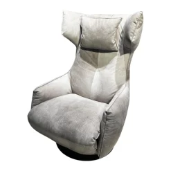 Sessel Charles Leder Crazy Nubuk Beige Grau 2510 41 Platte Rund Schwarz Matt Pulverbeschichtet Inklusive Nackenkissen