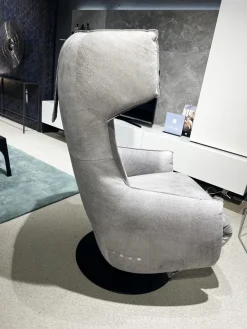 Sessel Charles Leder Crazy Nubuk Beige Grau 2510 41 Platte Rund Schwarz Matt Pulverbeschichtet Inklusive Nackenkissen