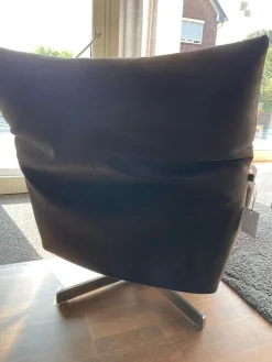 Sessel Chiara Leder PLX Tessuto 9620 Anthrazit Gestell Und Füße Stahl Verchromt Mit Hocker