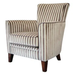 Sessel Chris Stoff Romo 8786 Streifenvelours Beige Dunkelbraun