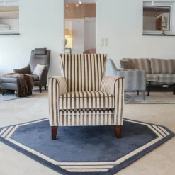 Sessel Chris Stoff Romo 8786 Streifenvelours Beige Dunkelbraun