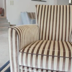 Sessel Chris Stoff Romo 8786 Streifenvelours Beige Dunkelbraun