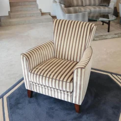 Sessel Chris Stoff Romo 8786 Streifenvelours Beige Dunkelbraun