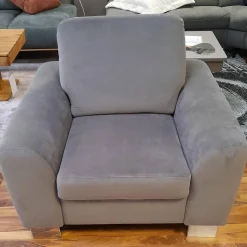 Sessel Cincinatti Bezug Sam Grau Fuß Chrom